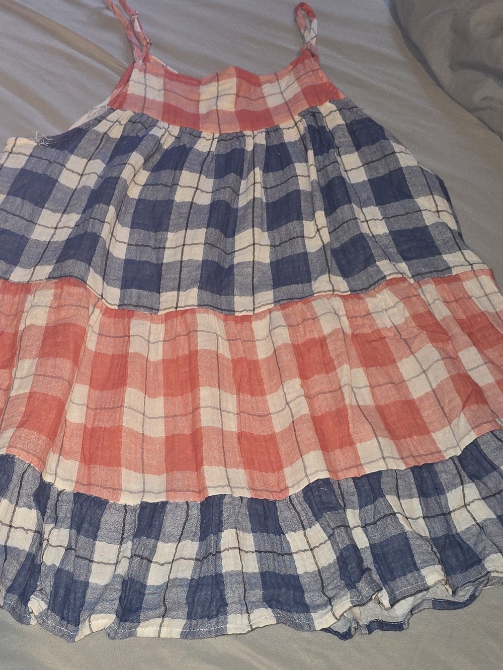 Adora Plaid Tiered Ruffle Midi Sundress Square Neck Adjustable Straps M